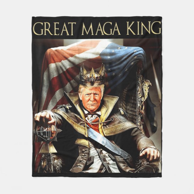 Great Mega King USA Flag Proud Ultra Maga Trump   Fleece Blanket (Front)
