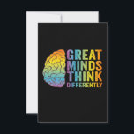 Great Minds Think Differently Adhd Neurodivergent  Thank You Card<br><div class="desc">funny, gift, birthday, neurodiversity, neuro, autism, adhd, awareness, overstimulated, awareness</div>