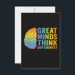 Great Minds Think Differently Adhd Neurodivergent  Thank You Card<br><div class="desc">funny, gift, birthday, neurodiversity, neuro, autism, adhd, awareness, overstimulated, awareness</div>