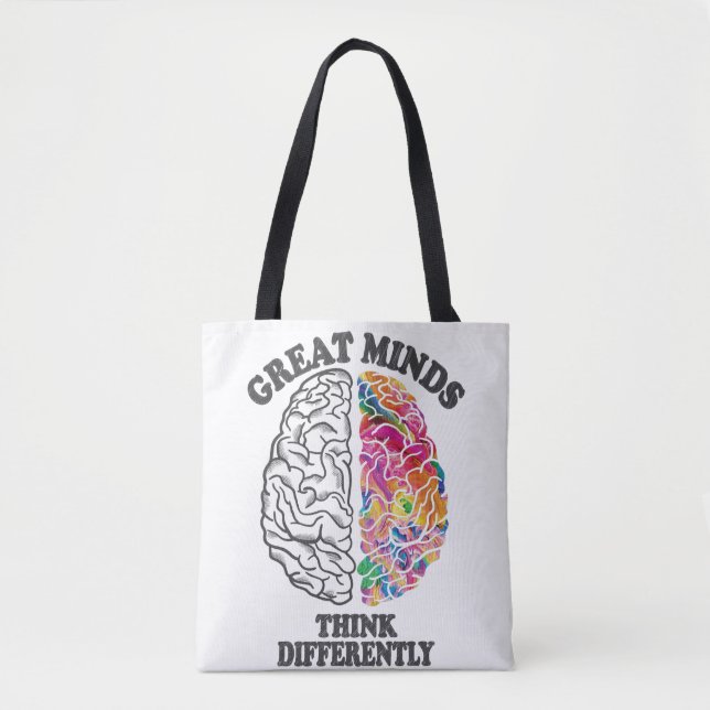 Great Minds Think Differently Brain Tote Bag (Front)