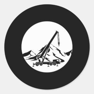 Great Mobile Crane Construction Machine Classic Round Sticker
