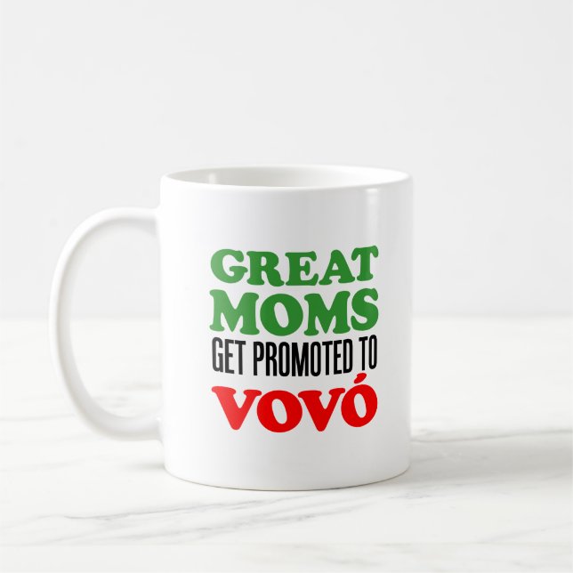 Great Moms Promoted To Vovo Portuguese Grandma Mug (Left)