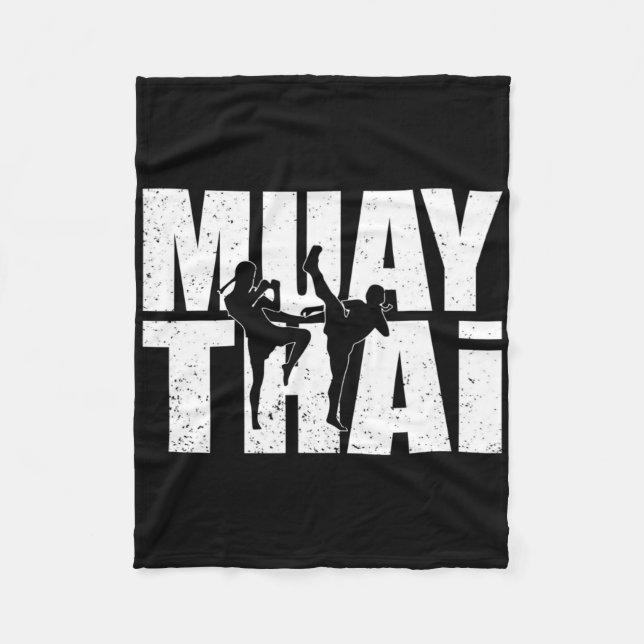 Great Muay Thai Design Mma Fighter Training Kickbo Fleece Blanket (Front)