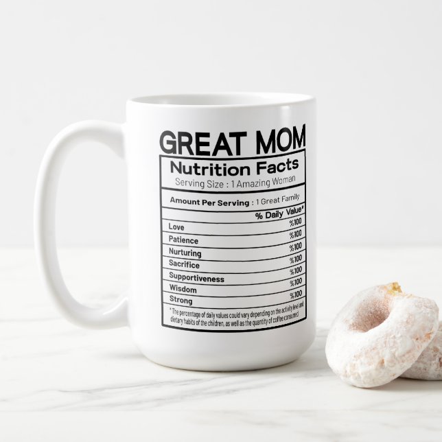 Great Mum Nutritional Facts Coffee Mug (With Donut)