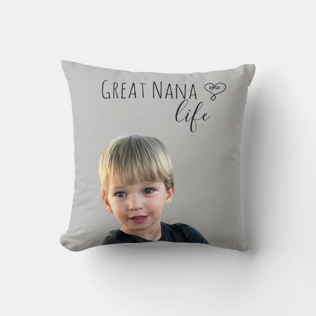 Great Nana Life Photo Template Grandmother Gift Cushion (Front)