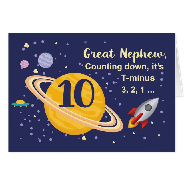 Great Nephew 10th Birthday Planets in Outer Space (Front Horizontal)