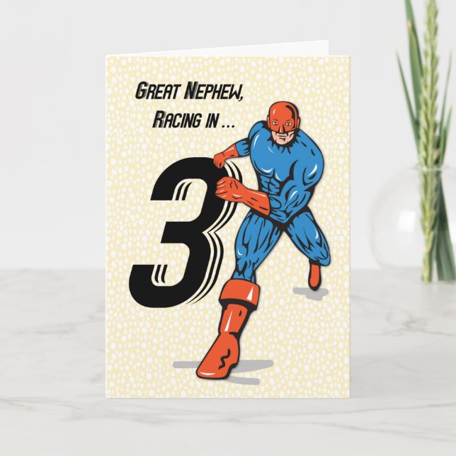 Great Nephew 3rd Birthday Superhero Card (Front)