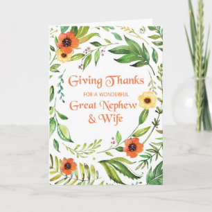 Great Nephew and Wife Give Thanks Thanksgiving Card
