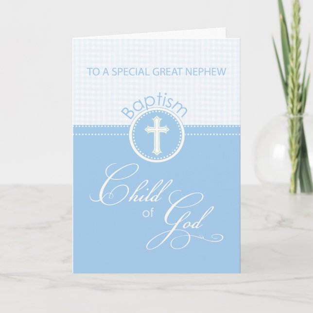 Great Nephew Baptism Congratulations Blue Child Card (Front)