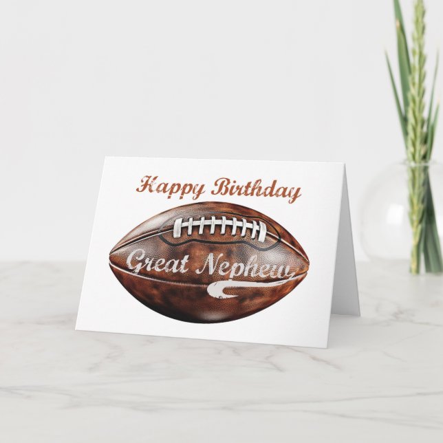 Great Nephew Birthday Grunge Large Football Card (Front)