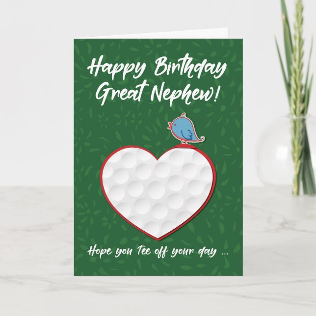 Great Nephew Golf Sports Heart Birthday Card (Front)