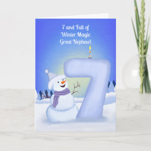 Great Nephew Happy 7th Birthday Snowman Card