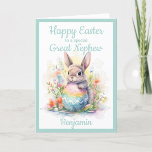 Great Nephew Happy Easter Bunny Egg Blue  Holiday Card