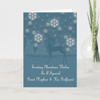 Great Nephew & His Girlfriend Reindeer Christmas Holiday Card