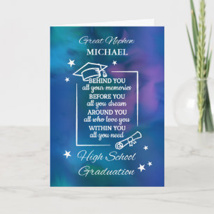 Great Nephew Personalise High School Graduation Card