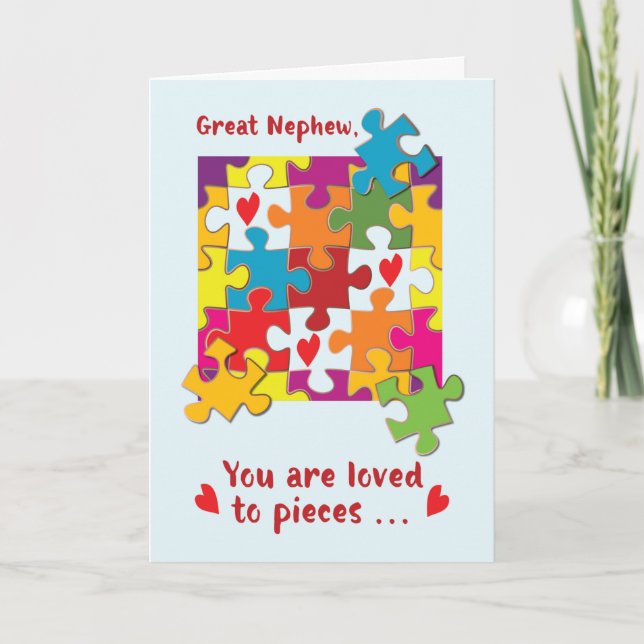 Great Nephew Valentine Puzzle Love to Pieces Card (Front)