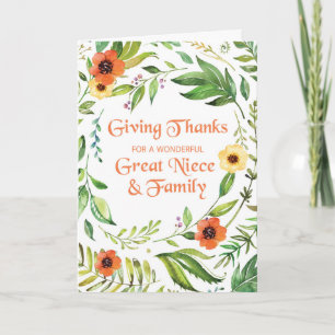Great Niece and Family Give Thanks Thanksgiving Card