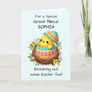 Great Niece Easter Chick Breaking Out of Shell Card