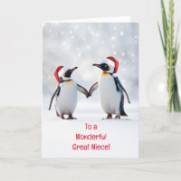 Great Niece Happy Holidays Cute Christmas Penguins