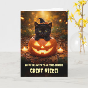 Great Niece Little Black Kitten Cat Halloween Cute Card