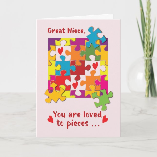 Great Niece Valentine Puzzle Love to Pieces Card (Front)