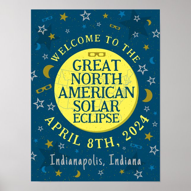 Great North American Solar Eclipse Apr 2024 Party Poster (Front)