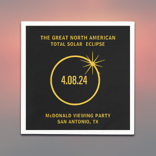 Great North American Total Solar Eclipse 04.08.24 Napkin