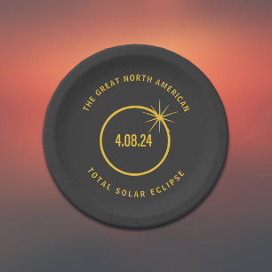 Great North American Total Solar Eclipse 04.08.24 Paper Plate
