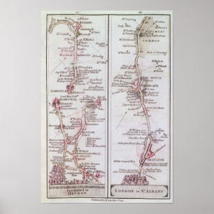Great North Road out of London, 1st July 1790 Poster