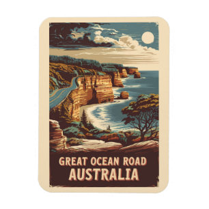 Great Ocean Road Australia Illustration Travel Art Magnet