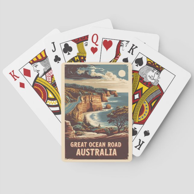 Great Ocean Road Australia Illustration Travel Art Playing Cards (Back)