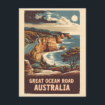 Great Ocean Road Australia Illustration Travel Art Postcard<br><div class="desc">Great Ocean Road vector art design. The Great Ocean Road is an Australian National Heritage stretch of road along the south-eastern coast of Australia between the Victorian cities of Torquay and Allansford.</div>