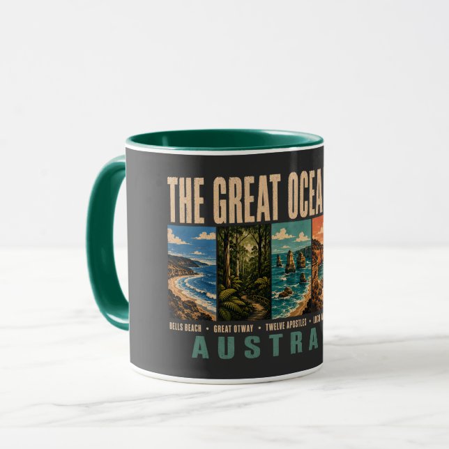 Great Ocean Road Australia Landmarks Illustration Mug (Front Left)