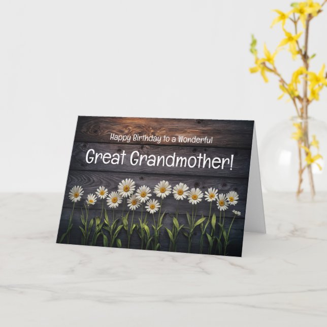 Great or Grandma or Grandmother Birthday Flowers Card (Yellow Flower)