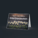 Great or Grandma or Grandmother Birthday Flowers Card<br><div class="desc">Great grandmother or great grandma,  a cute happy birthday card with pretty daisies all lined up and an inspirational message.</div>