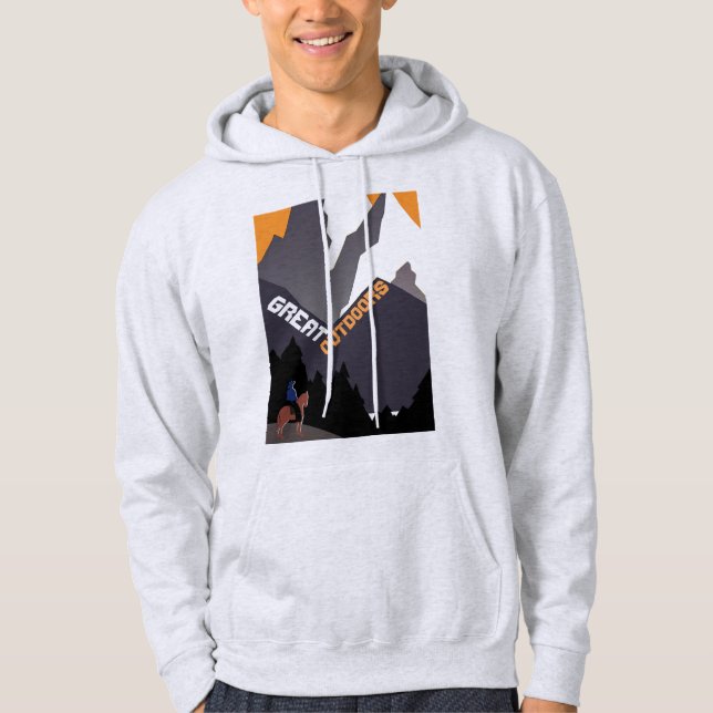 Great Outdoors Retro Montana Travel Advert Art Hoodie (Front)