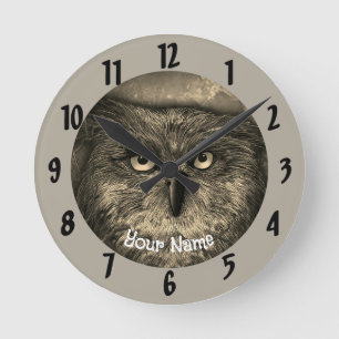 Great Owl Round Clock