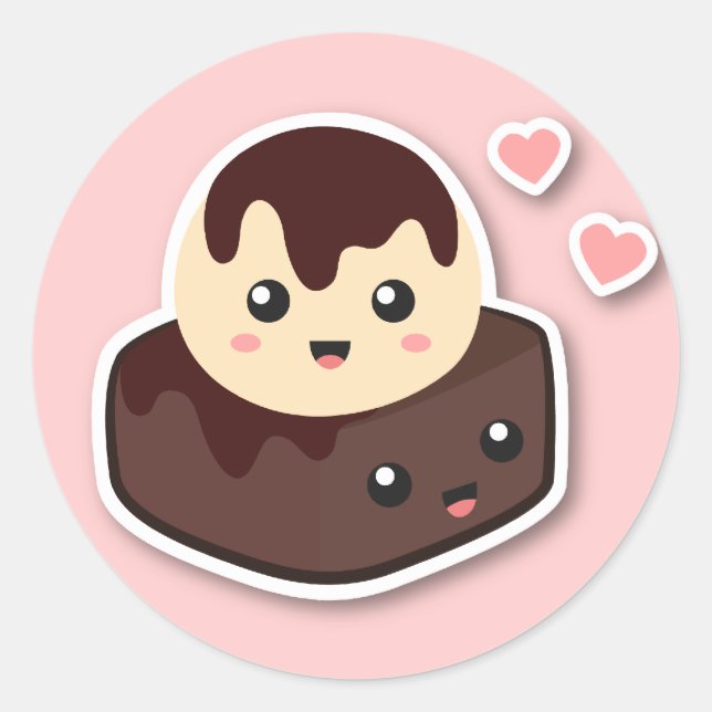 Great pair of Vanilla Ice Cream and Brownie Classic Round Sticker (Front)