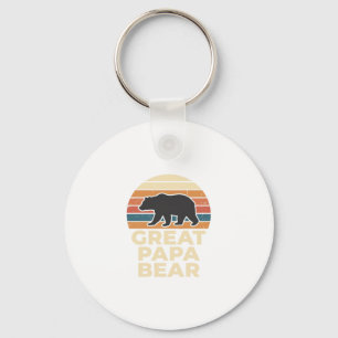 Great Papa Bear Retro Sunset Vintage Vector Design Key Ring