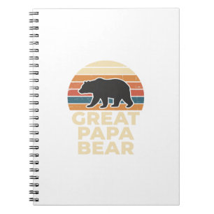 Great Papa Bear Retro Sunset Vintage Vector Design Notebook