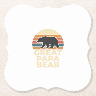 Great Papa Bear Retro Sunset Vintage Vector Design Paper Coaster
