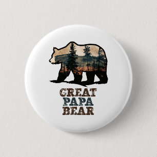 Great Papa Bear Vintage Retro Funny Grandpa 6 Cm Round Badge