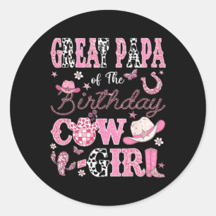 Great Papa Of The Birthday Cowgirl Western Rodeo G Classic Round Sticker