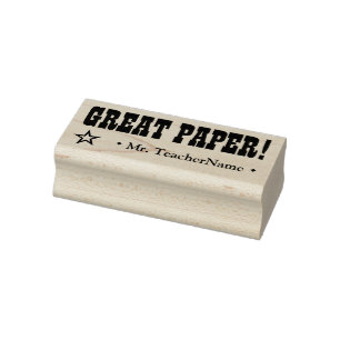 "GREAT PAPER!" + Teacher Name Rubber Stamp