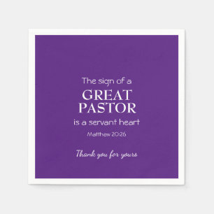 GREAT PASTOR   SERVANT HEART Modern   THANK YOU Napkin