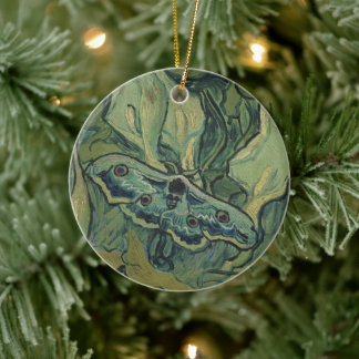Great Peacock Moth by Vincent van Gogh Ceramic Tree Decoration