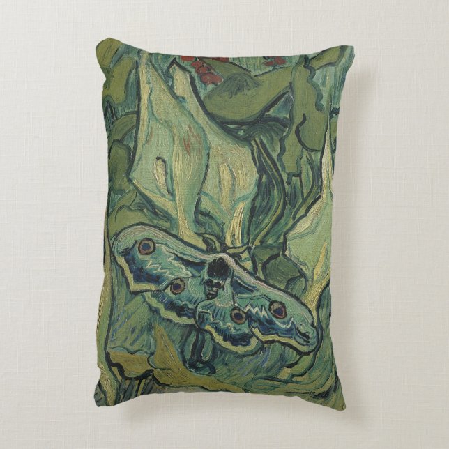 Great Peacock Moth by Vincent van Gogh Decorative Cushion (Back(Vertical))