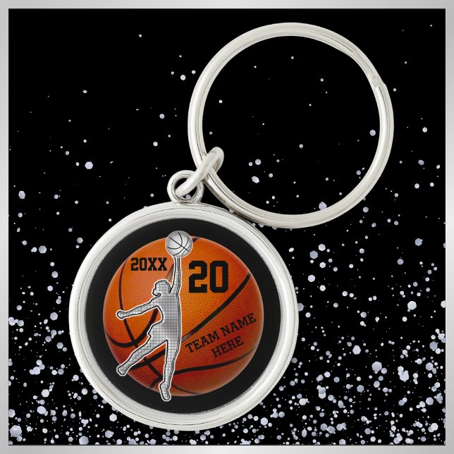 Great Personalised Basketball Team Gifts for Girls Key Ring (Personalized basketball keychains. Nice, basketball team gifts for girls senior night basketball.)