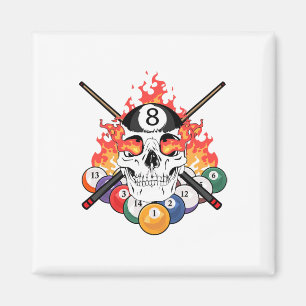 Great Pool Billiards Player Skull Billiard Cue Ll Magnet