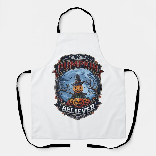 Great Pumpkin Believer Scarecrow Witch Hat Hallowe Apron (Front)